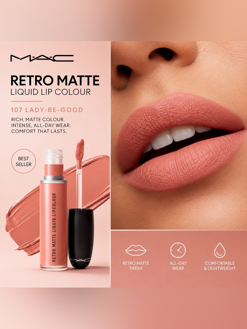 MAC Cosmetics Retro Matte Liquid Lip Colour in 107 Lady-Be-Good NEW in box